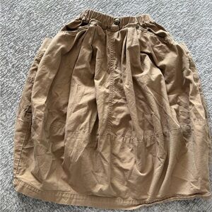 Classic Gathered Midi Skirt in Tan